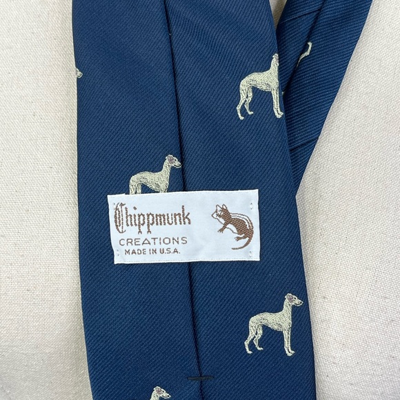 CHIPPMUNK DESIGNS Vintage Tie Blue w Dog Pattern - Picture 3 of 3